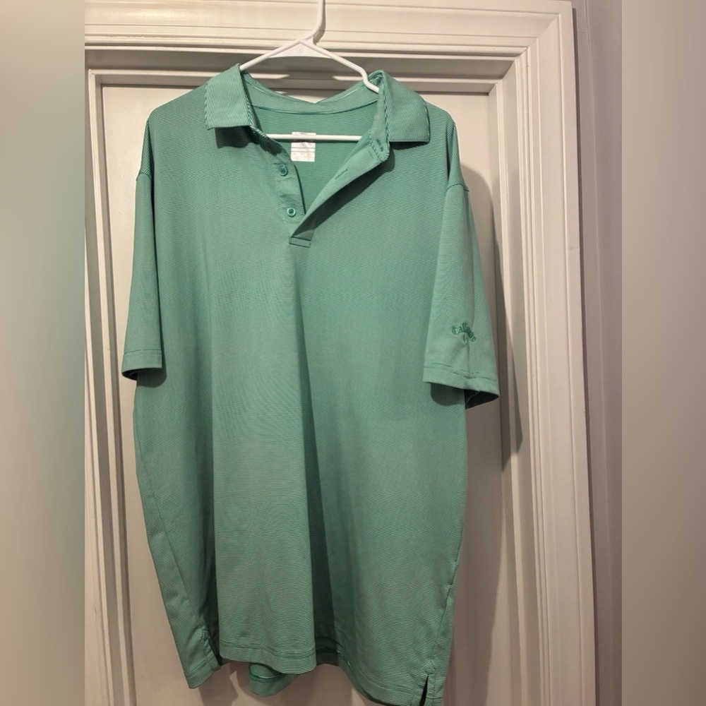 Callaway Golf Polo Shirt Mens XL Opti Dri Green Striped Performance polo